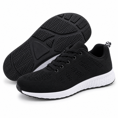 EaseStep Women's Comfort Walking Flat Shoes in Black with anti-slip sole