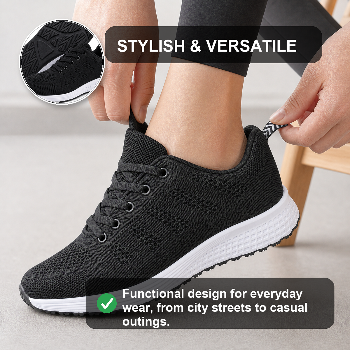 EaseStep Women's Comfort Walking Flat Shoes black stylish versatile feature
