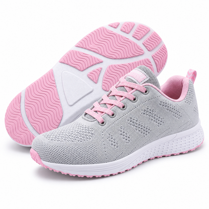 EaseStep Women's Comfort Walking Flat Shoes in Grey Pink with anti-slip sole