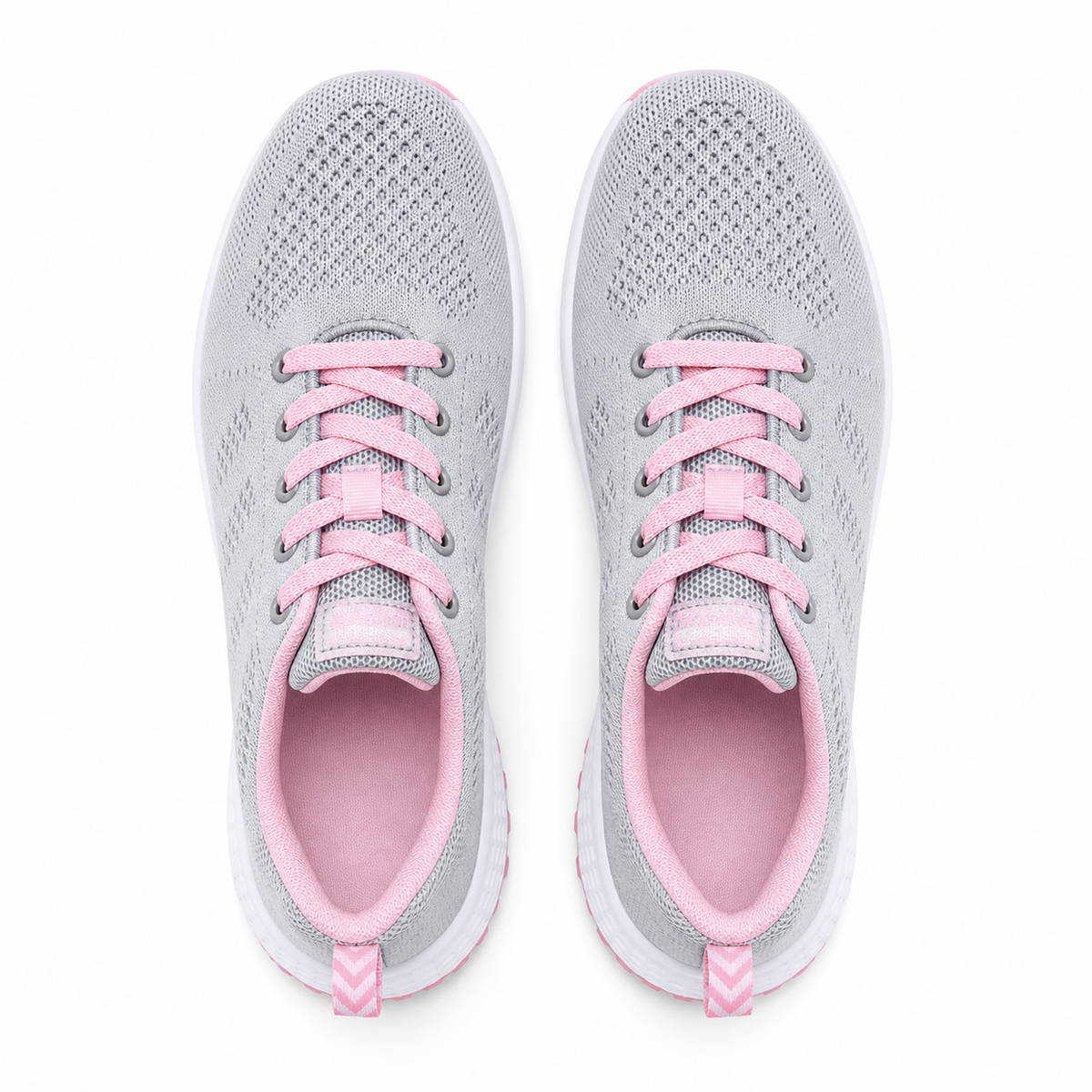 EaseStep Women's Comfort Walking Flat Shoes grey pink top down pair view