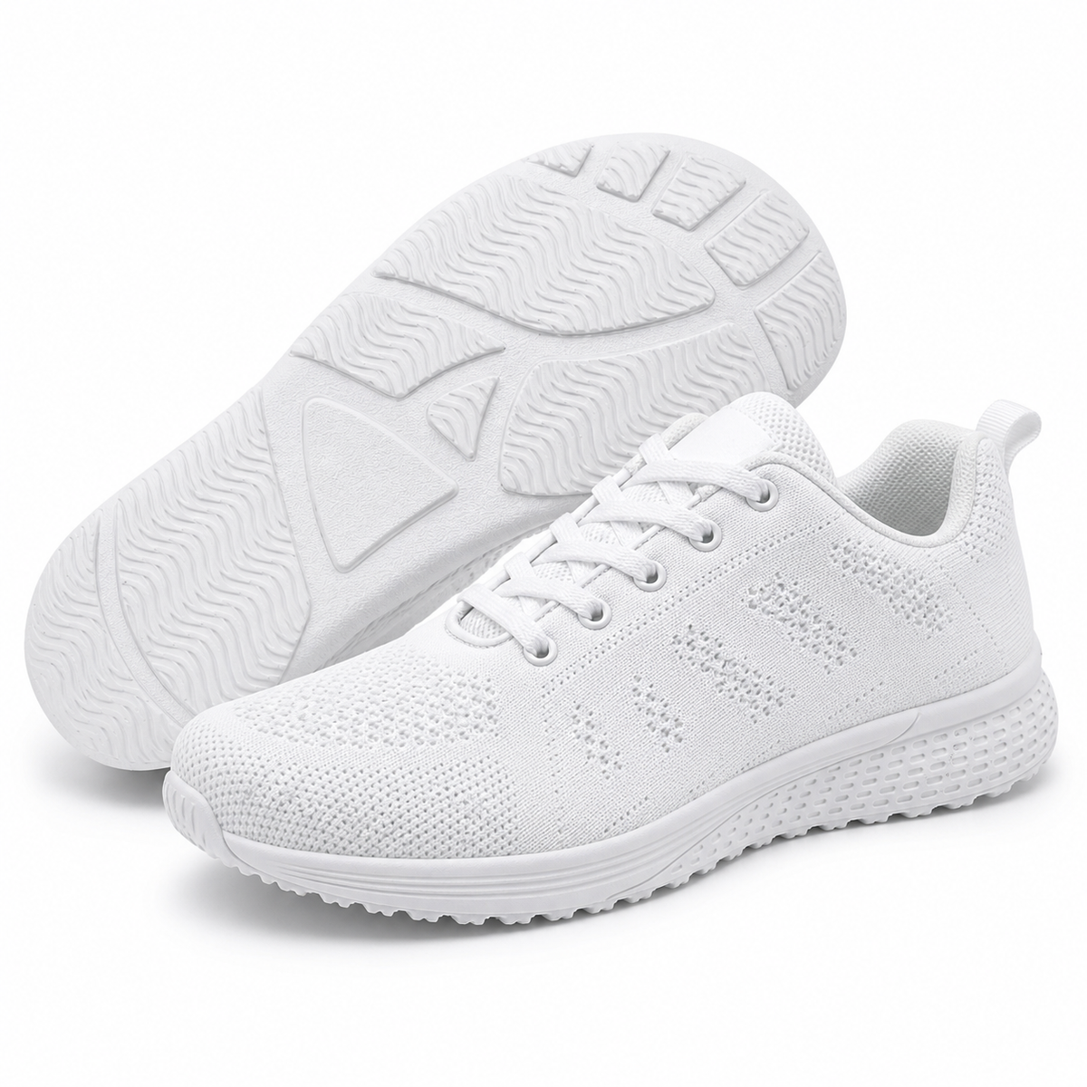 EaseStep Women's Comfort Walking Flat Shoes in White with anti-slip sole