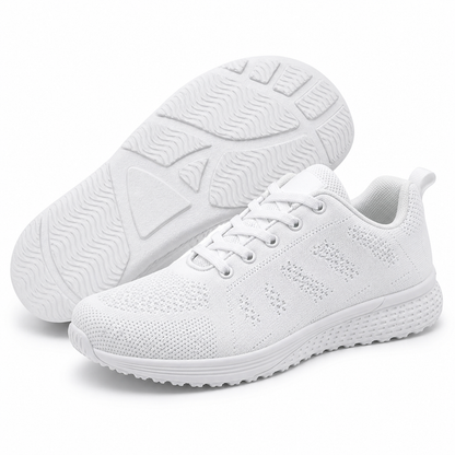 EaseStep Women's Comfort Walking Flat Shoes in White with anti-slip sole