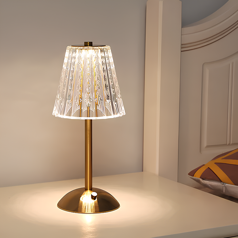 Golden Crystal Table Lamp - LED, Touch Dimmable