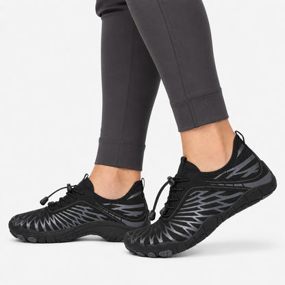 Flux Flexible Sole Barefoot Shoes For Women Colour All Black Model Wearing