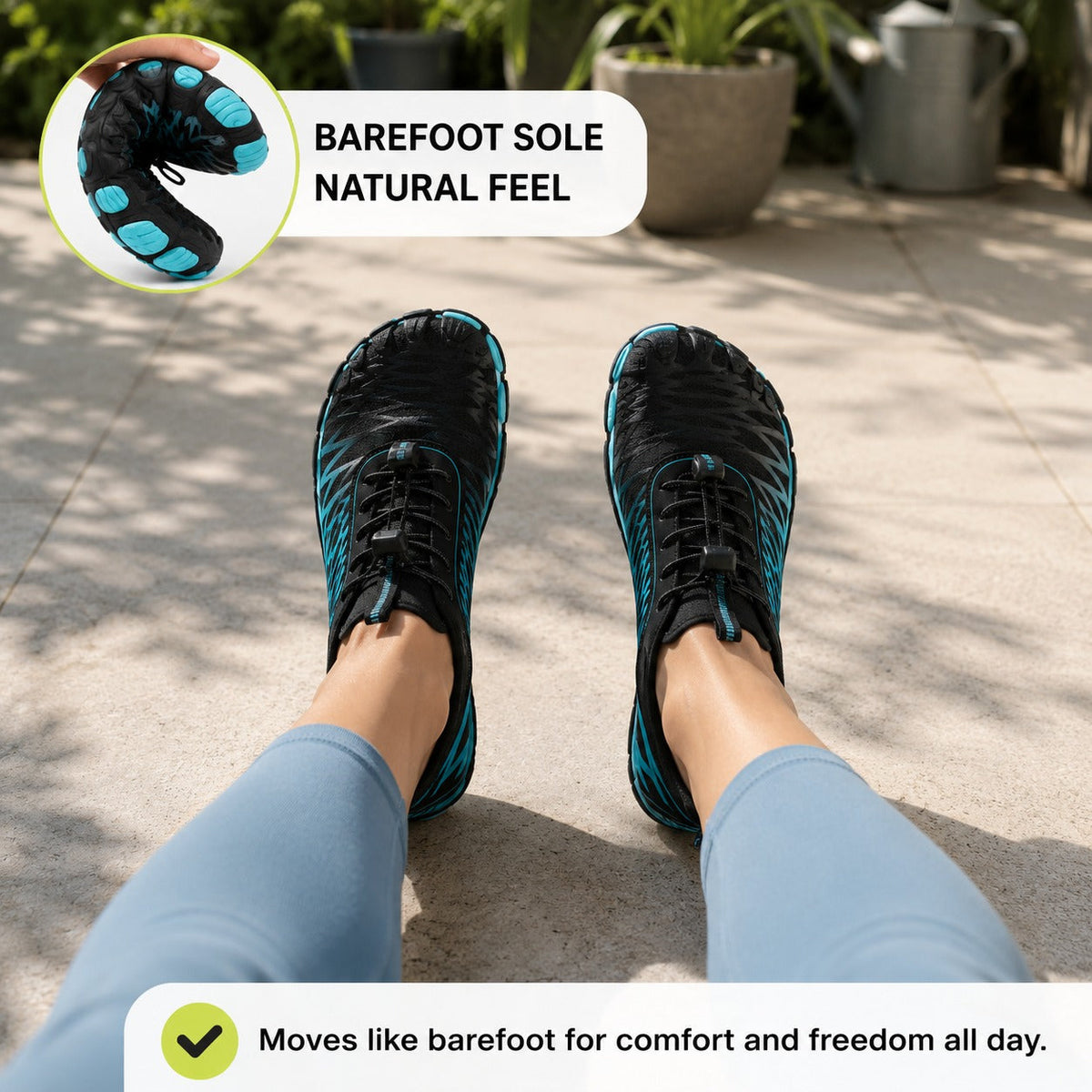 Flux Flexible Sole Barefoot Shoes For Women Colour Black Blue Barefoot Sole Lifestyle