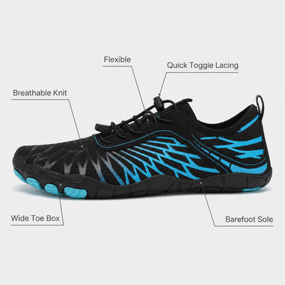 Flux Flexible Sole Barefoot Shoes For Women Colour Black Blue Feature Diagram