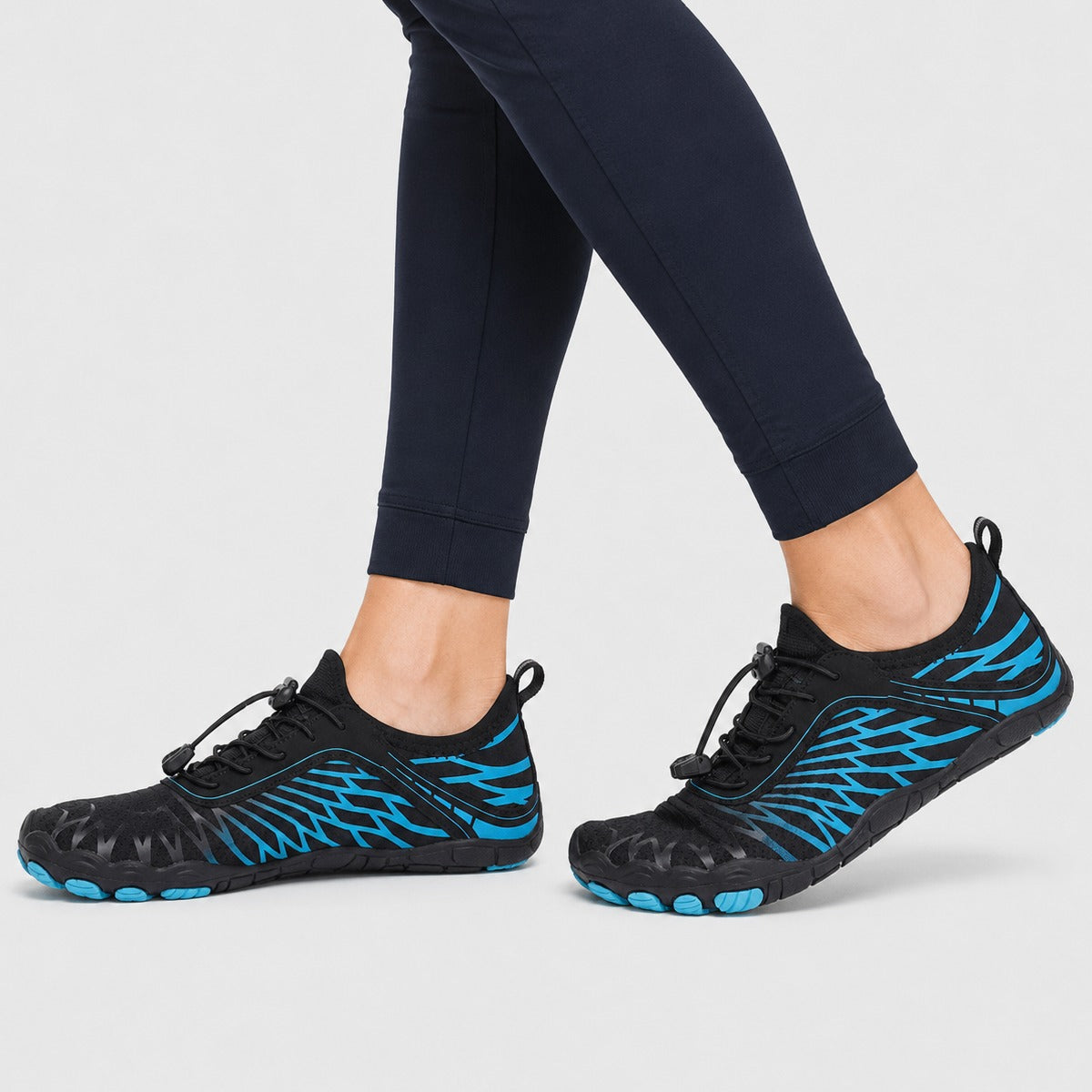 Flux Flexible Sole Barefoot Shoes For Women Colour Black Blue Model Wearing