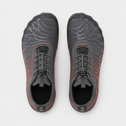 Flux Flexible Sole Barefoot Shoes For Women Colour Grey Orange Top Down Detail