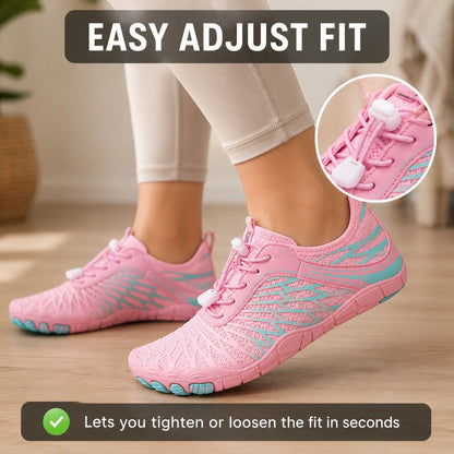 Flux Flexible Sole Barefoot Shoes For Women Colour Pink Blue Adjustable Fit Lifestyle
