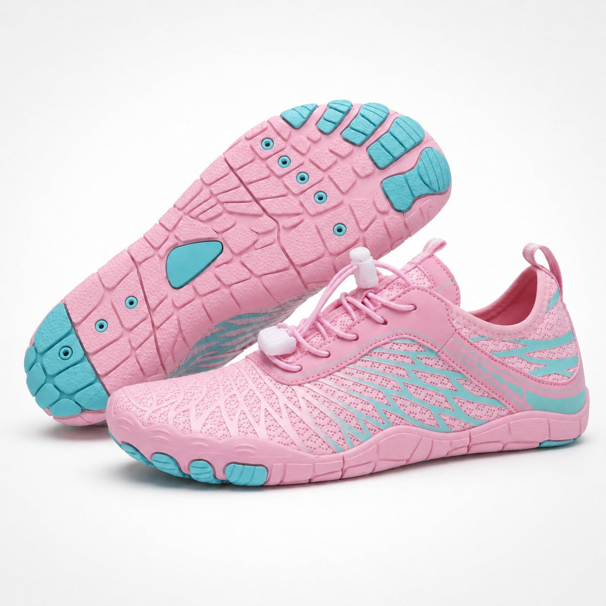 Flux Flexible Sole Barefoot Shoes For Women Colour Pink Blue Front Hero Pair Outsole