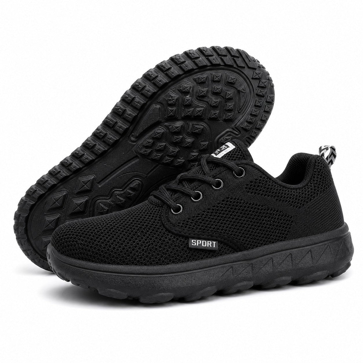 Freestep Womens Wide Toe Walking Shoes Black Front Hero Pair Sole