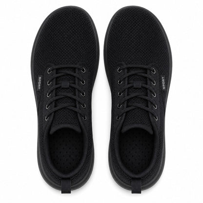 Freestep Womens Wide Toe Walking Shoes Black Top Down Detail