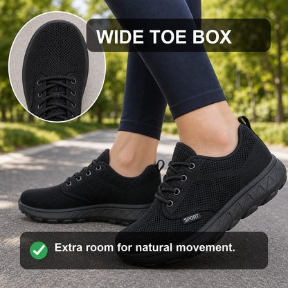 Freestep Womens Wide Toe Walking Shoes Black Wide Toe Box Feature