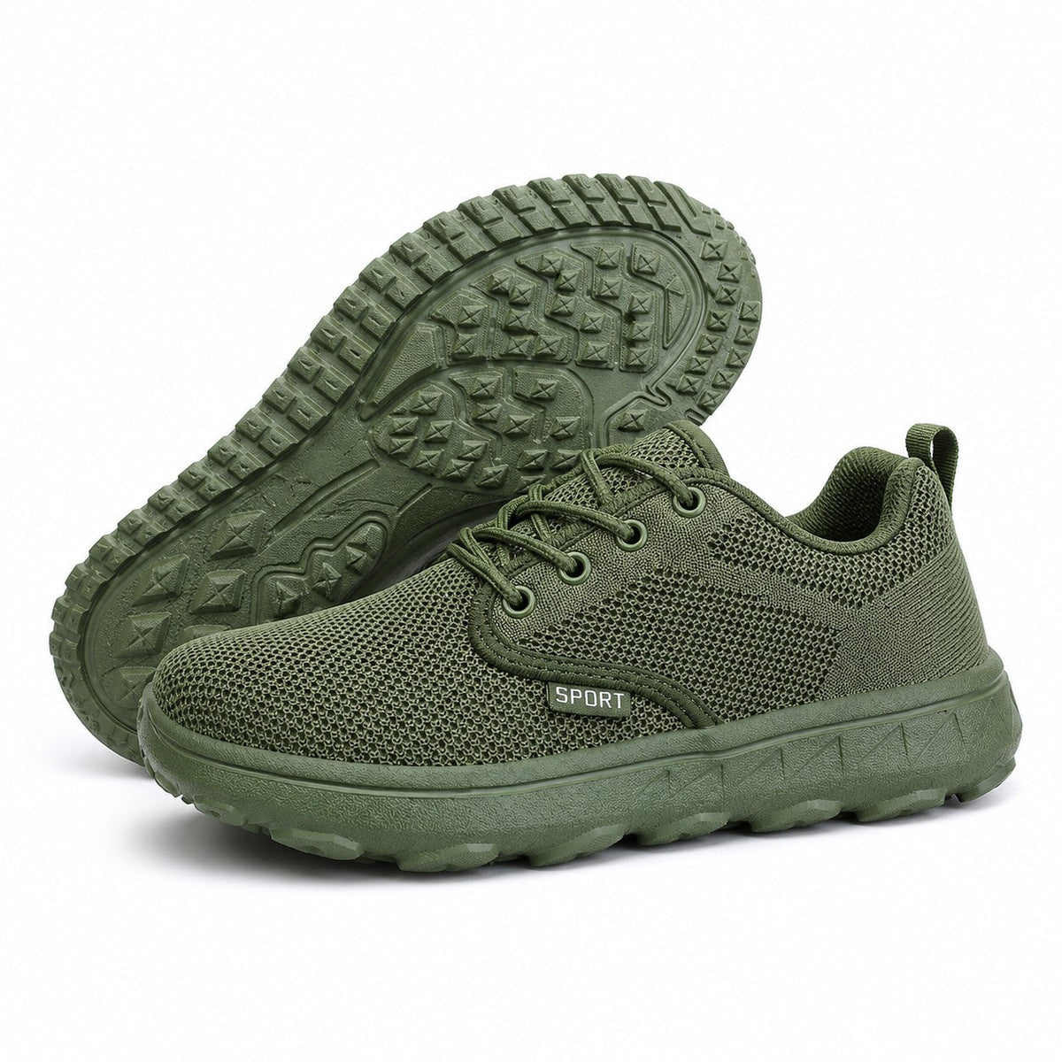 Freestep Womens Wide Toe Walking Shoes Green Front Hero Pair Sole