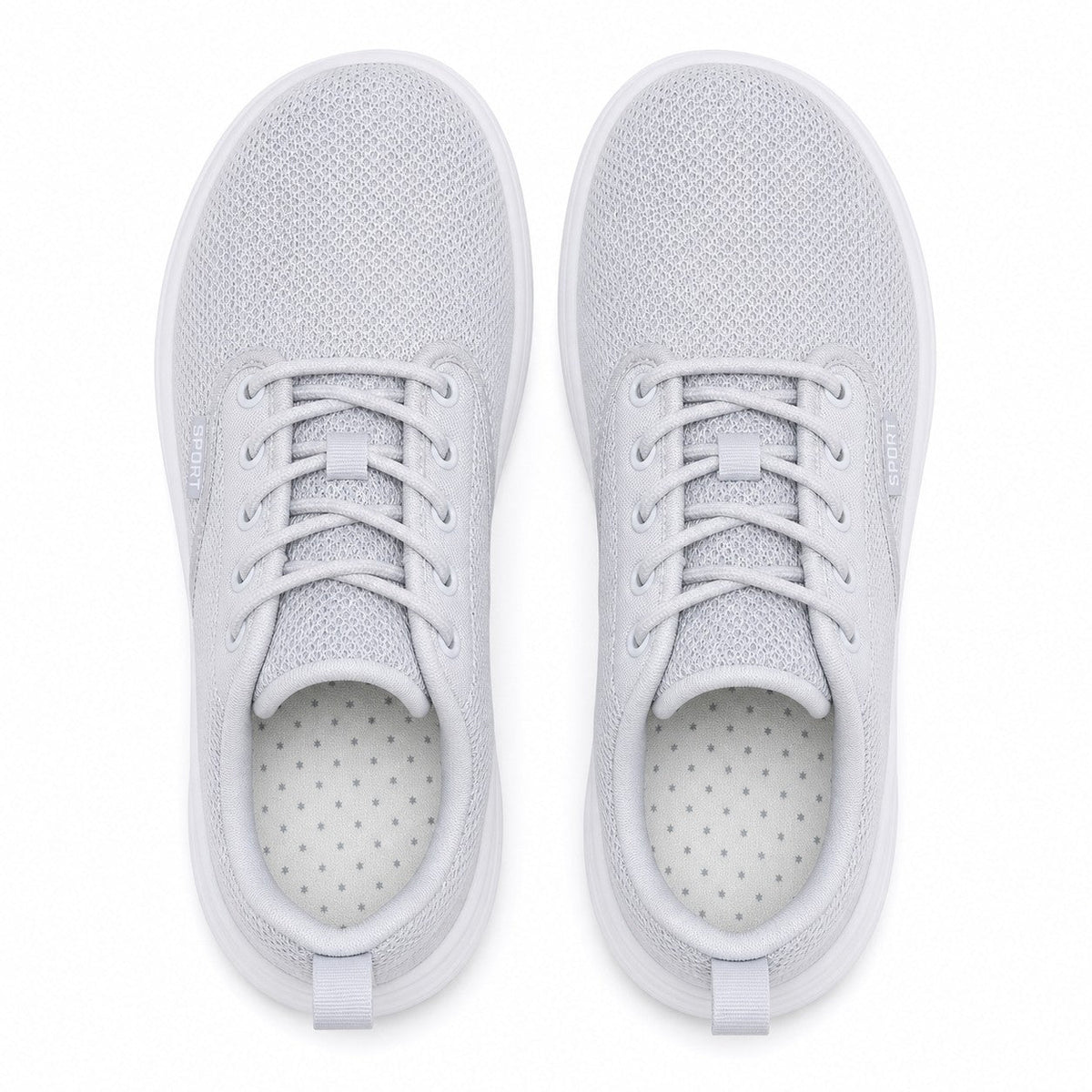 Freestep Womens Wide Toe Walking Shoes Light Gray Top Down Detail