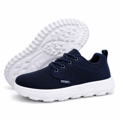 Freestep Womens Wide Toe Walking Shoes Navy Blue Front Hero Pair Sole