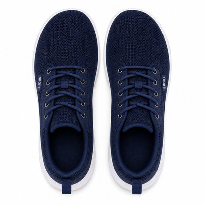Freestep Womens Wide Toe Walking Shoes Navy Blue Top Down Detail