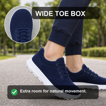 Freestep Womens Wide Toe Walking Shoes Navy Blue Wide Toe Box Feature
