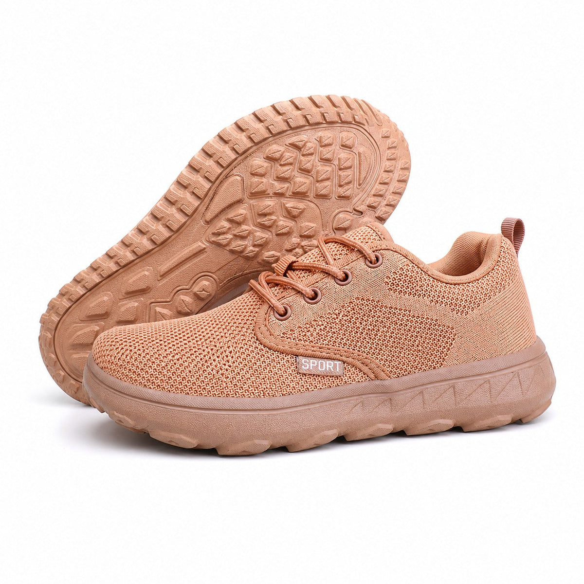 Freestep Womens Wide Toe Walking Shoes Peach Front Hero Pair Sole