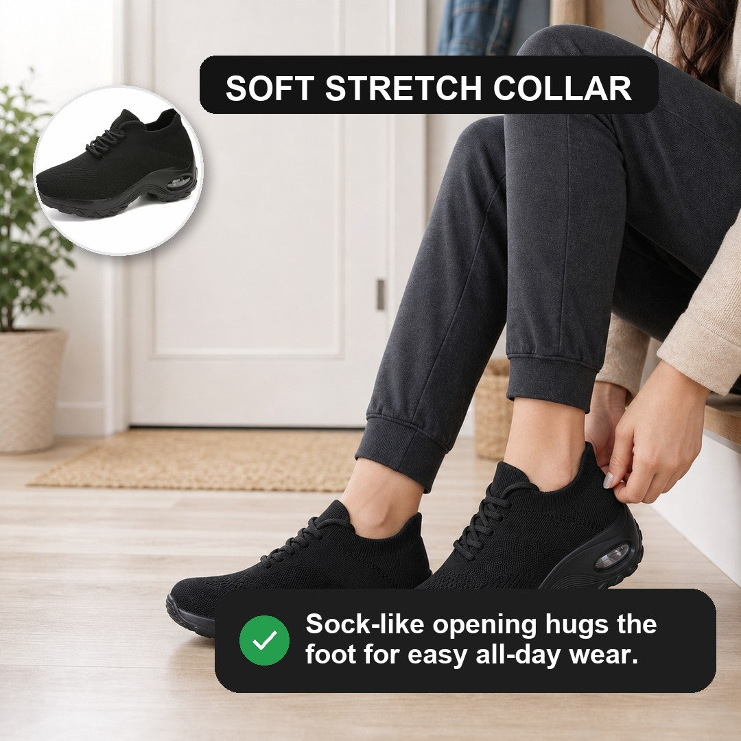 Grace Womens Orthopedic Comfort Shoes Black Lace Soft Stretch Collar Feature