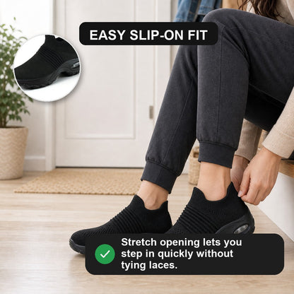 Grace Womens Orthopedic Comfort Shoes Black Slip On Easy Slip On Fit Feature