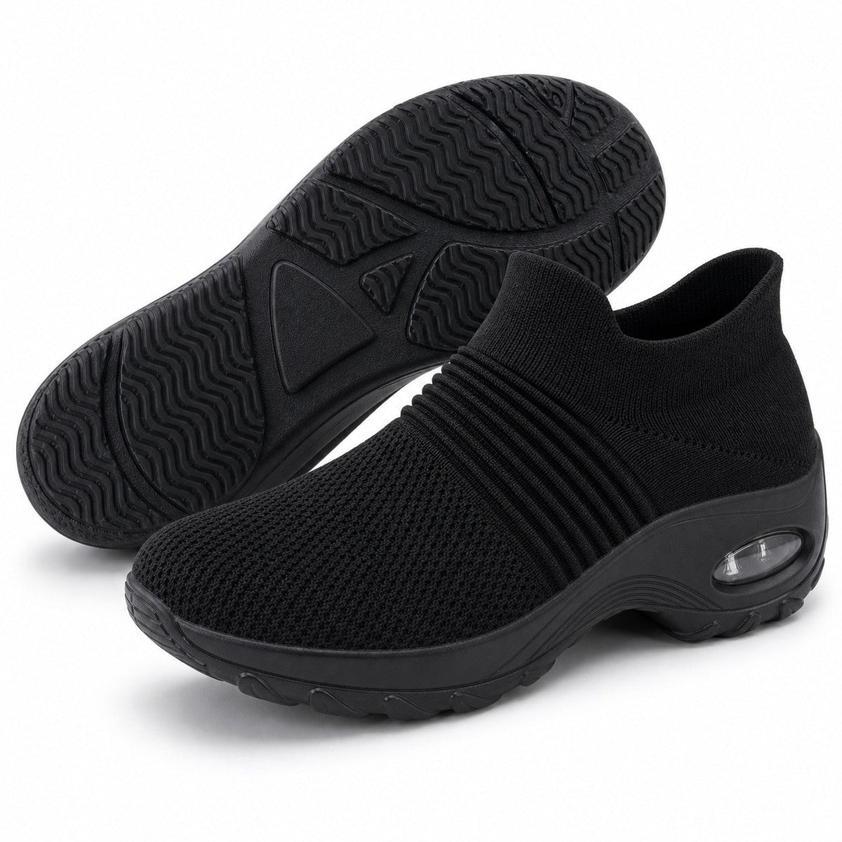 Grace Womens Orthopedic Comfort Shoes Black Slip On Front Hero Pair Sole