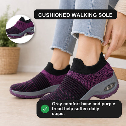 Grace Womens Orthopedic Comfort Shoes Purple Knit Cushioned Walking Sole Feature