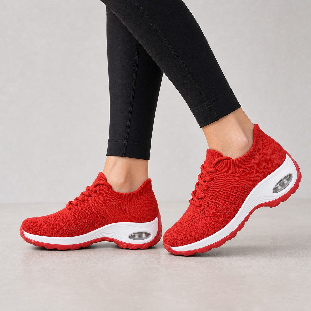 Grace Womens Orthopedic Comfort Shoes Red Model Wearing