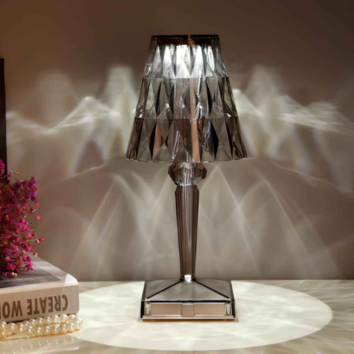 Sparkling Crystal Lamp – Touch Dimming, Rechargeable LED