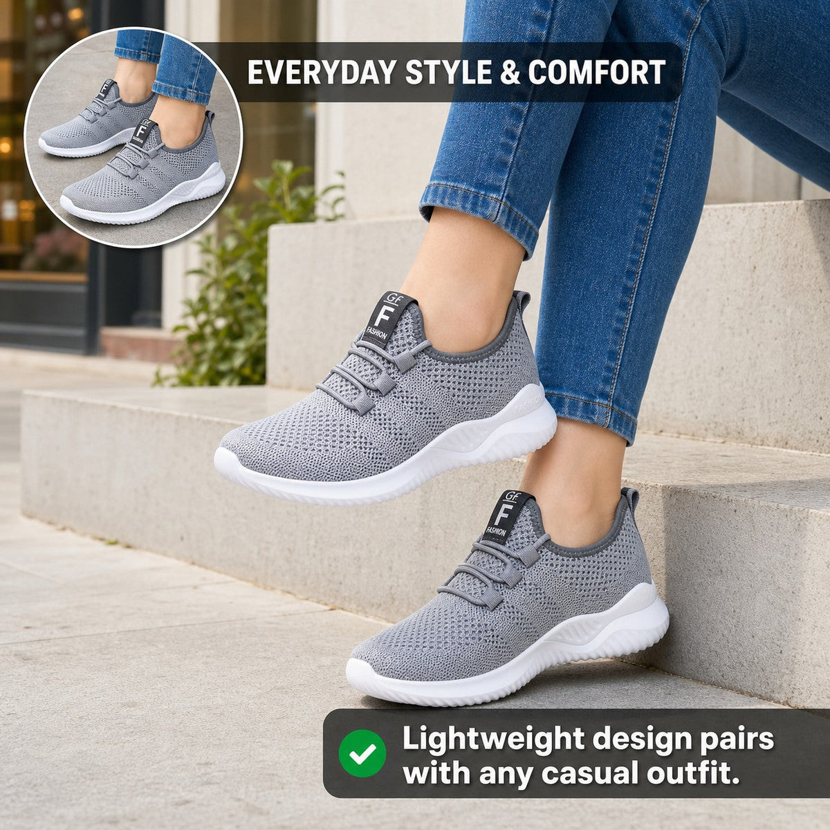 Litestep Womens Everyday Lightweight Sneakers Gray Everyday Style Feature