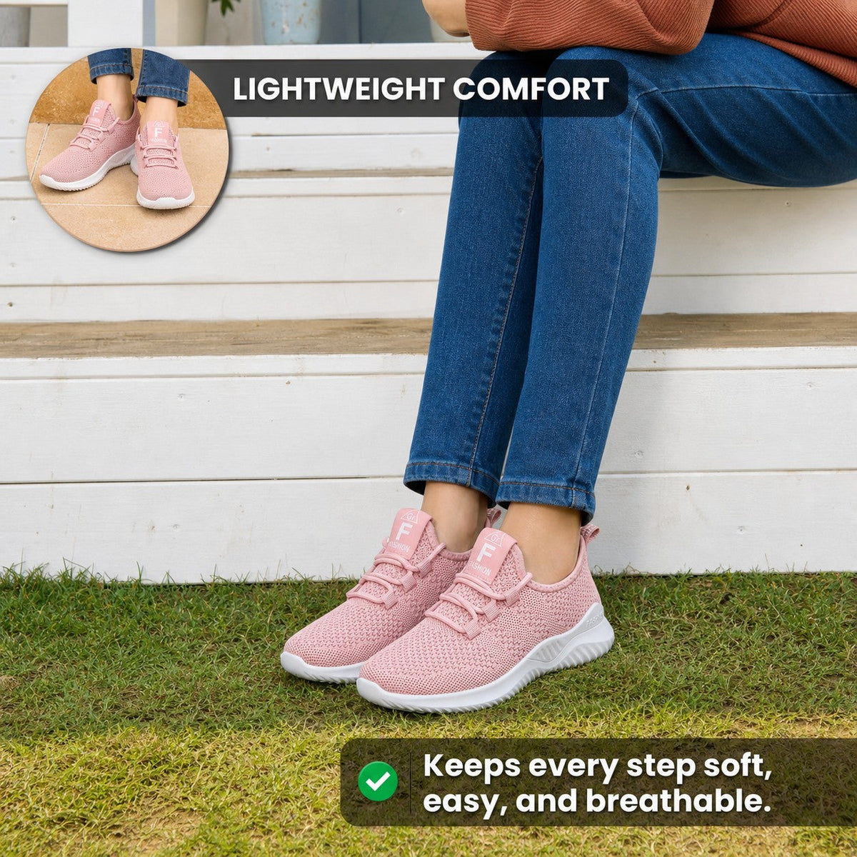 Litestep Womens Everyday Lightweight Sneakers Pink Lightweight Comfort Feature