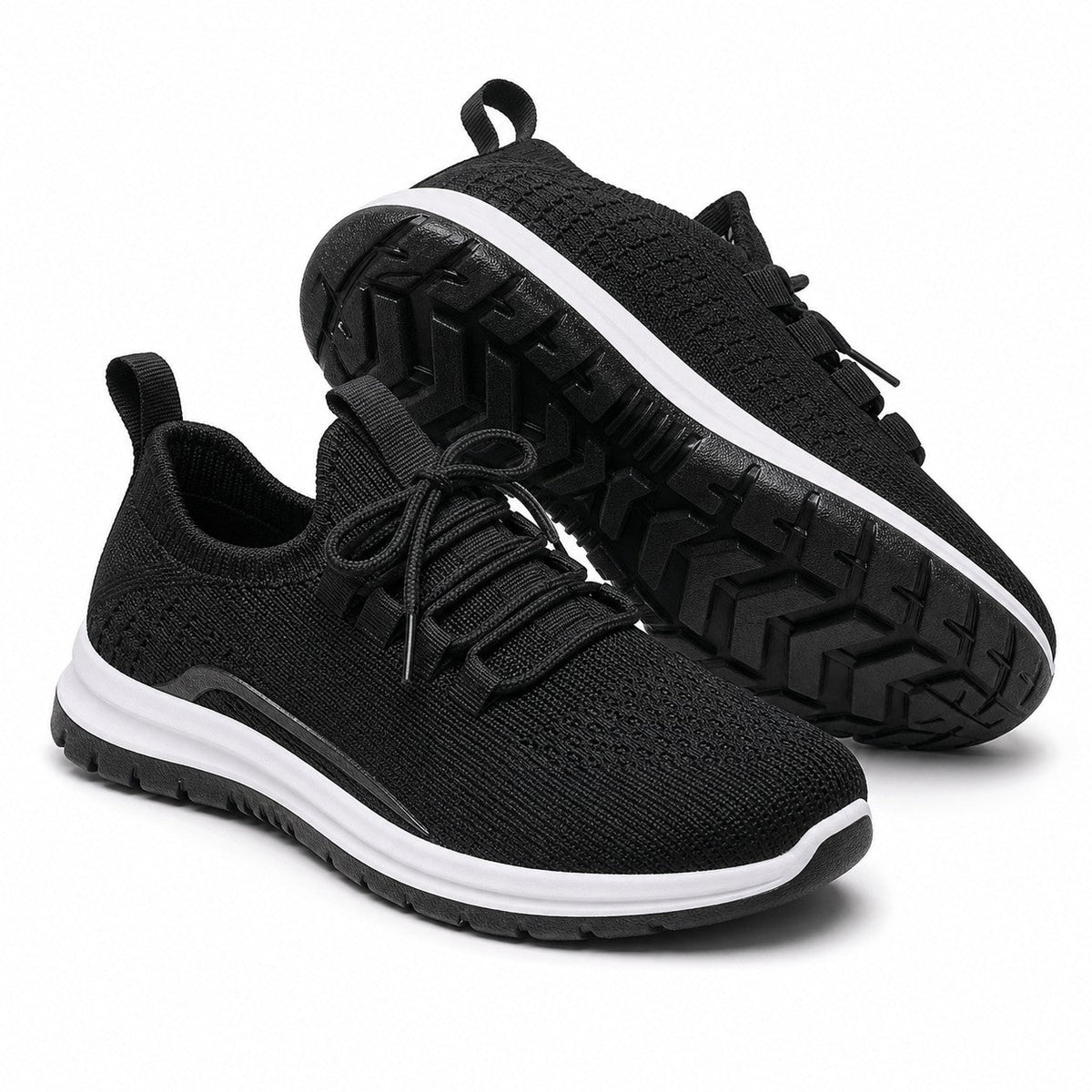 Luma Soft Sole Flyknit Sneakers For Women Black Front Hero Pair Sole