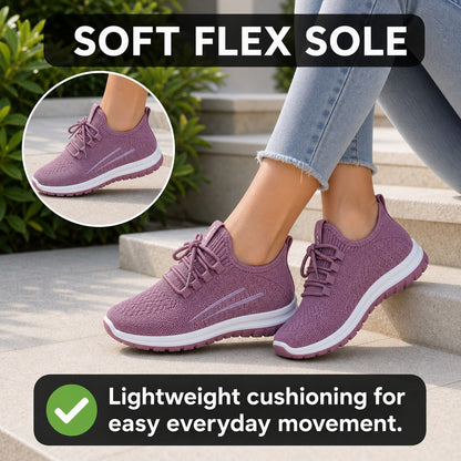 Luma Soft Sole Flyknit Sneakers For Women Purple Soft Flex Sole Feature