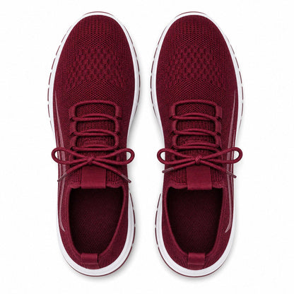 Luma Soft Sole Flyknit Sneakers For Women Wine Red Top Down Detail