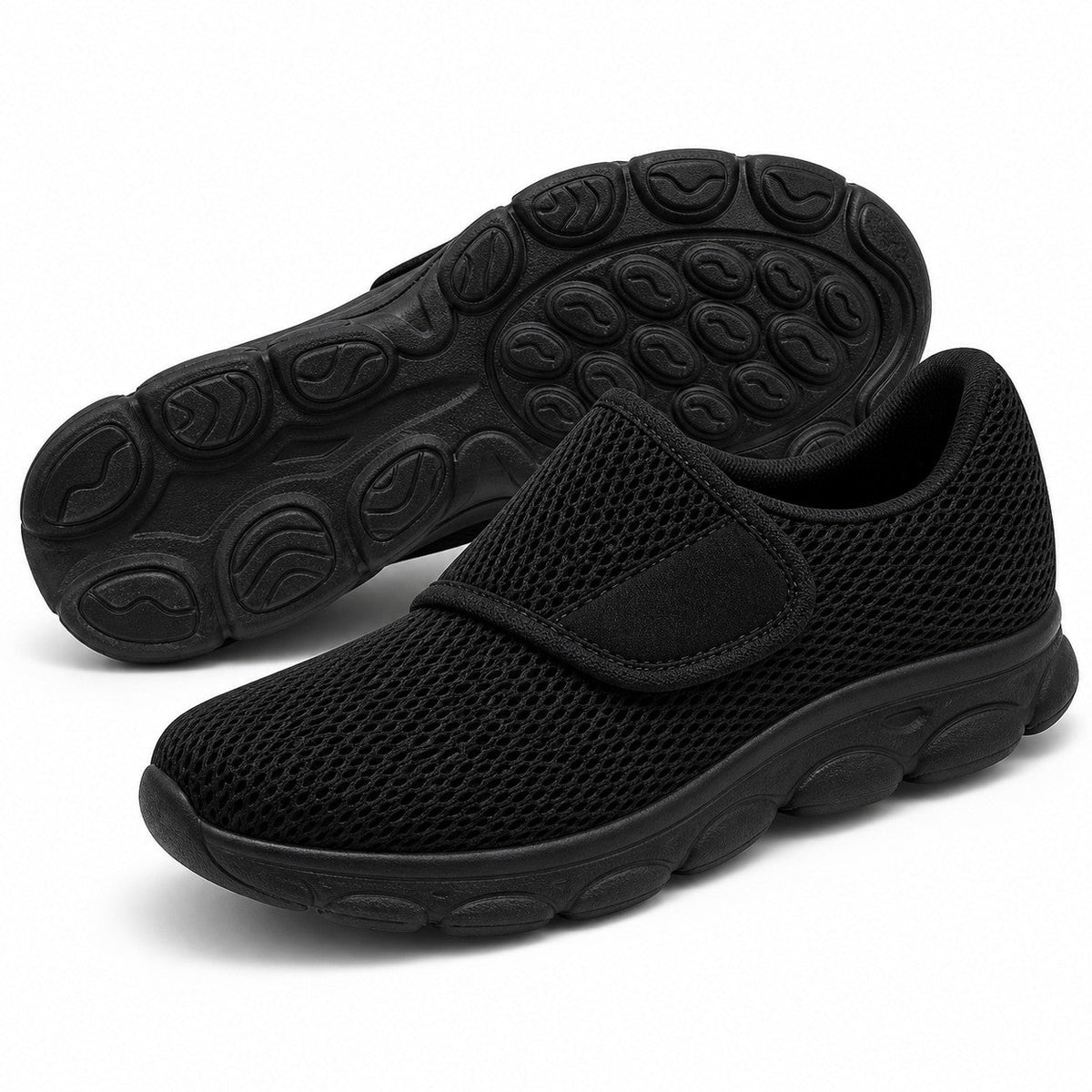 Mira Wide Fit Slip On Walking Shoes For Women All Black Front Hero Pair Sole
