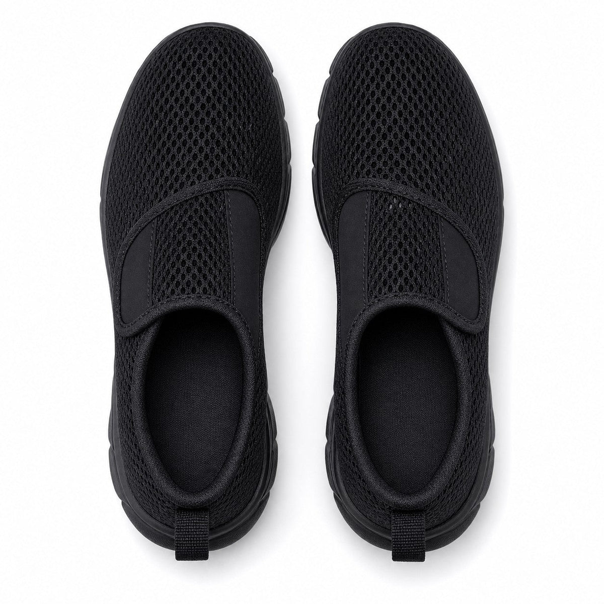 Mira Wide Fit Slip On Walking Shoes For Women All Black Top Down Detail
