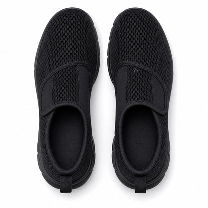 Mira Wide Fit Slip On Walking Shoes For Women All Black Top Down Detail
