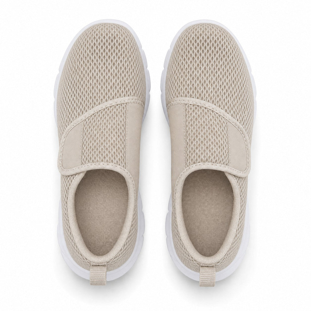 Mira Wide Fit Slip On Walking Shoes For Women Beige Top Down Detail