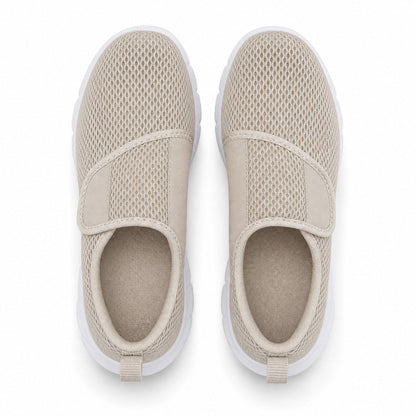 Mira Wide Fit Slip On Walking Shoes For Women Beige Top Down Detail