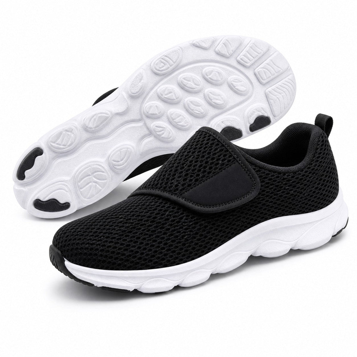 Mira Wide Fit Slip On Walking Shoes For Women Black Front Hero Pair Sole