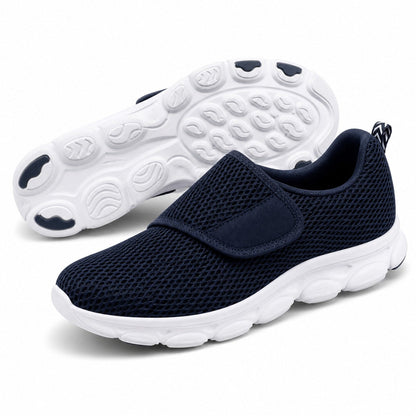 Mira Wide Fit Slip On Walking Shoes For Women Navy Blue Front Hero Pair Sole