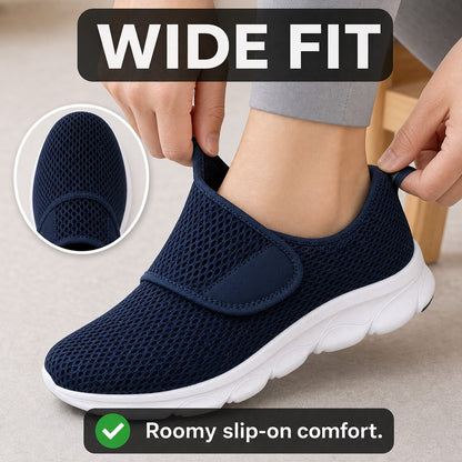 Mira Wide Fit Slip On Walking Shoes For Women Navy Blue Wide Fit Feature
