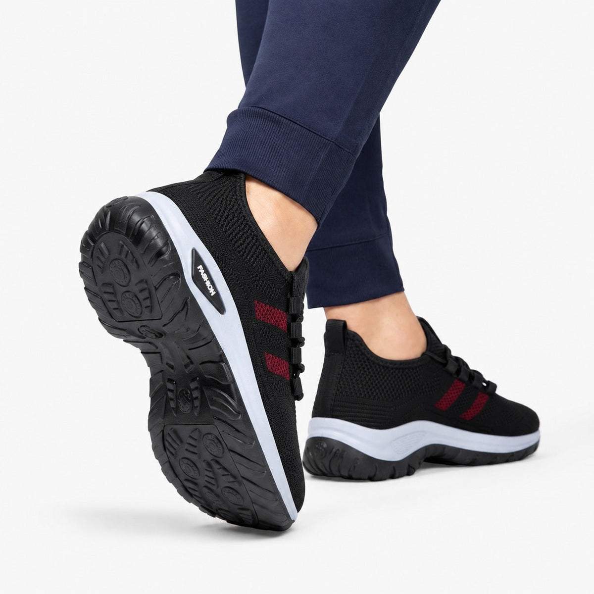 Nira Anti Slip Lightweight Walking Shoes For Women Colour Black Anti Slip Sole Detail