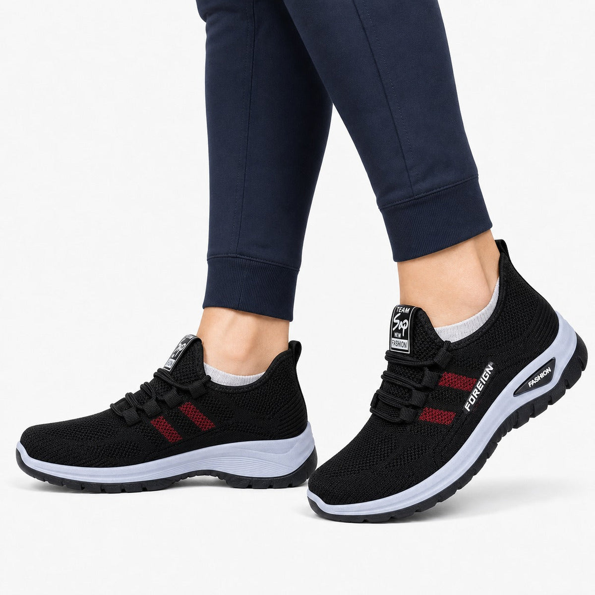 Nira Anti Slip Lightweight Walking Shoes For Women Colour Black Model Wearing