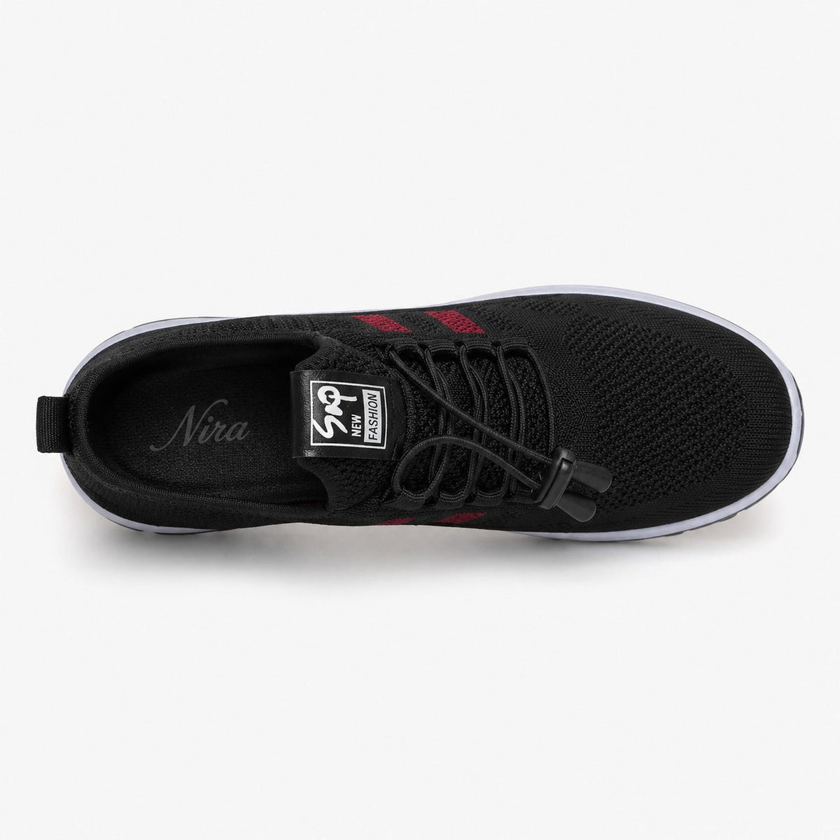 Nira Anti Slip Lightweight Walking Shoes For Women Colour Black Top Down Detail