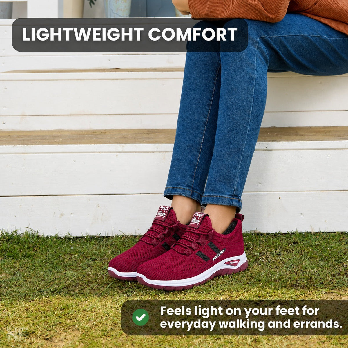 Nira Anti Slip Lightweight Walking Shoes For Women Colour Burgundy Lightweight Comfort Lifestyle