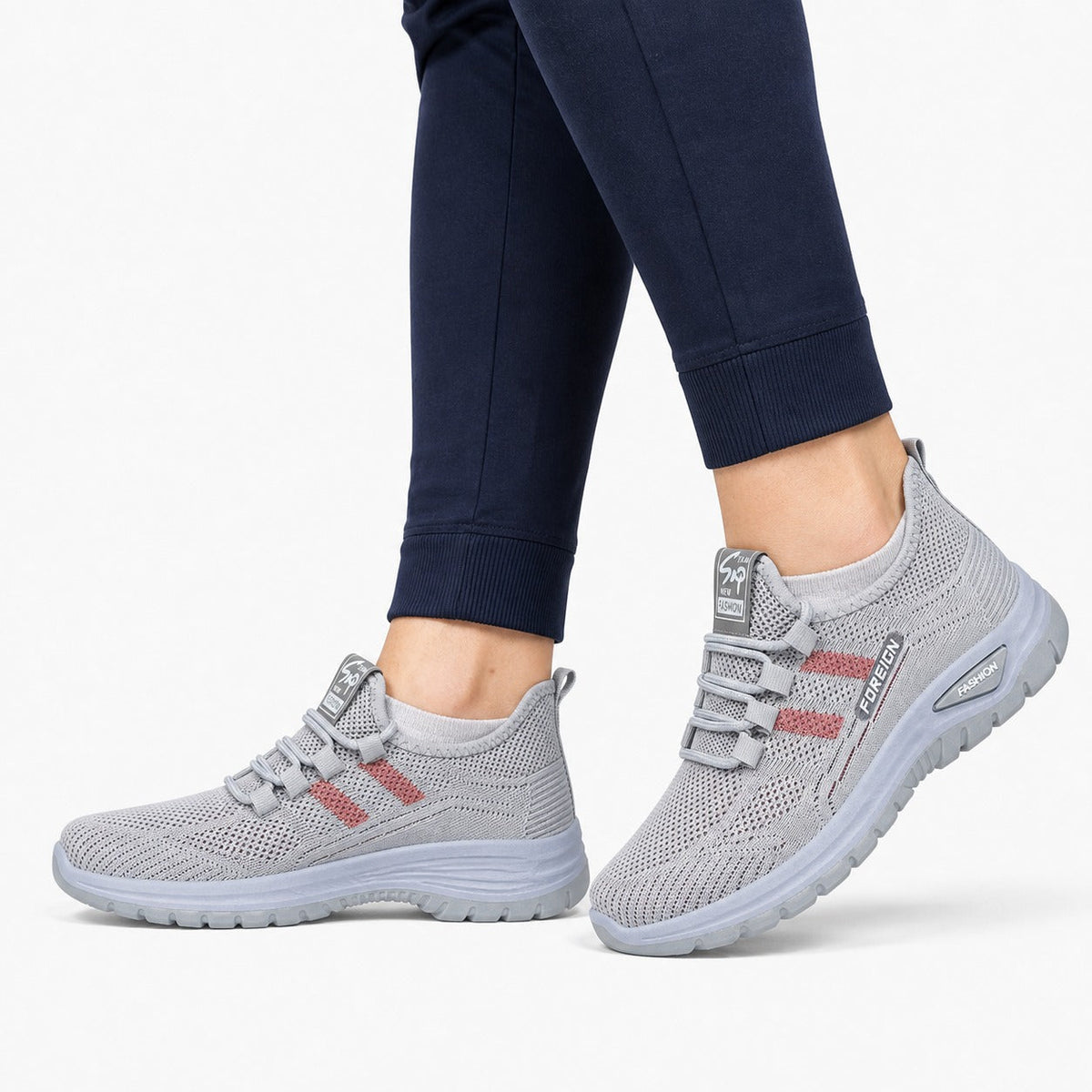 Nira Anti Slip Lightweight Walking Shoes For Women Colour Grey Model Wearing