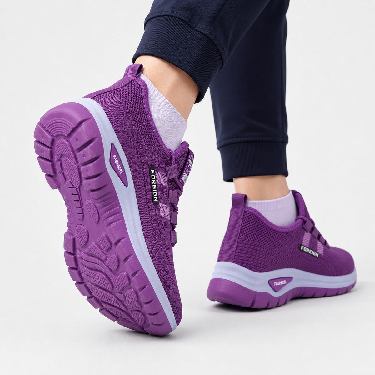 Nira Anti Slip Lightweight Walking Shoes For Women Colour Purple Rear Sole Traction