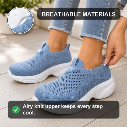 Nora Comfort Wide Toe Shoes For Women Light Blue Breathable Materials Feature