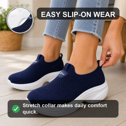 Nora Comfort Wide Toe Shoes For Women Navy Easy Slip On Wear Feature